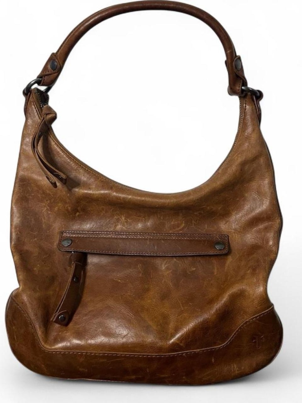 Frye Melissa Hobo Bag Washed Brown Leather Shoulder Bag